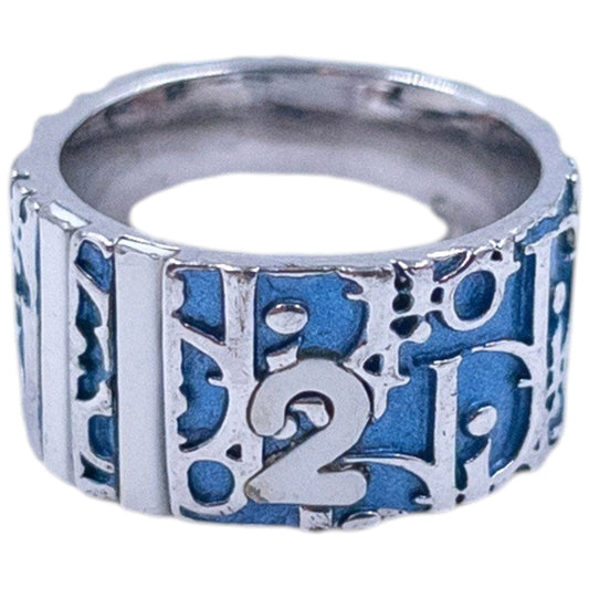 Vintage 2000s Dior By John Galliano Monogram Number Ring | O/S, Blue