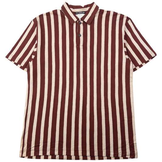 Vintage 2000s Issey Miyake MEN Striped Polo Shirt Size M | Medium, Brown
