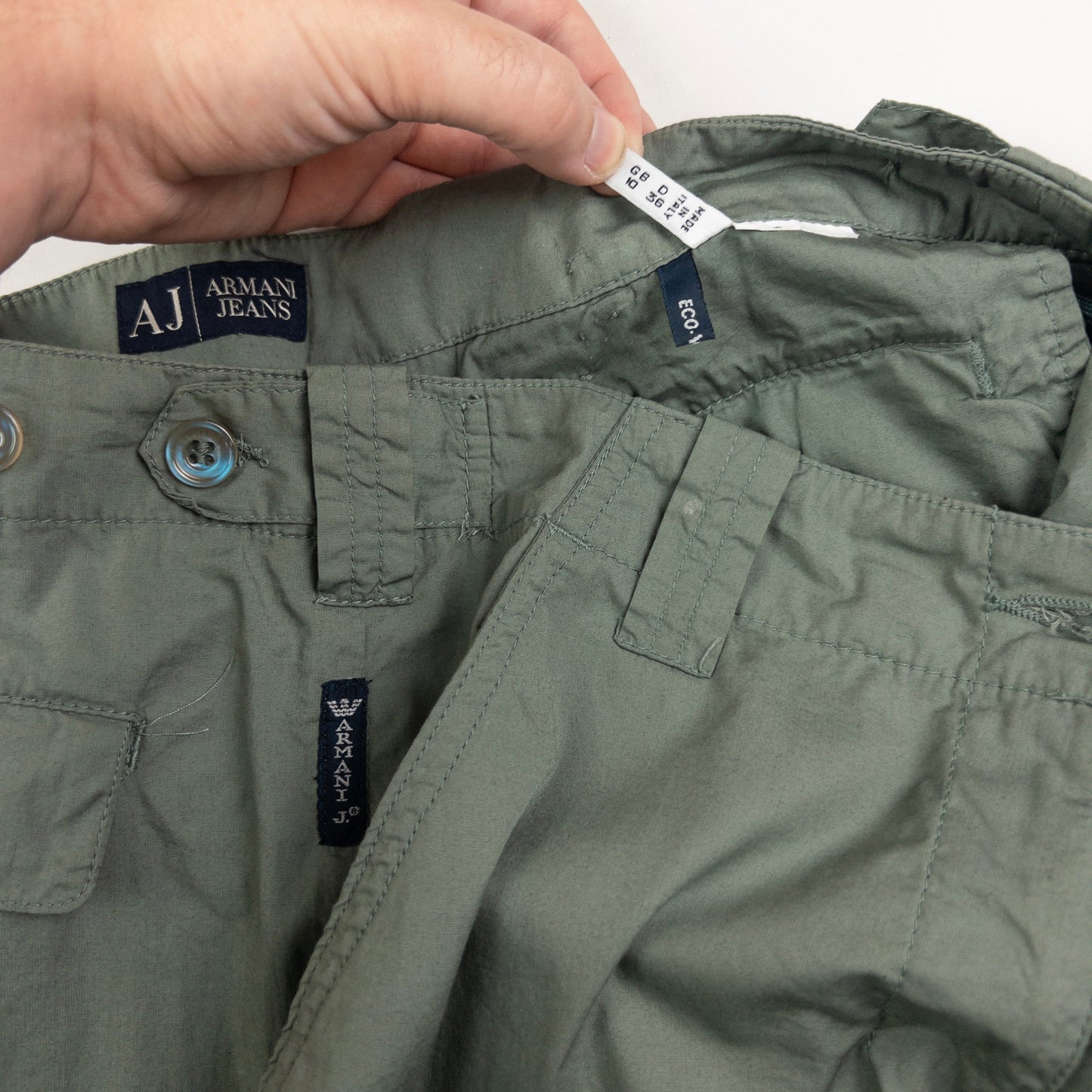 Vintage Armani Jeans Lightweight Wide Cargo Trousers Womens Size W30