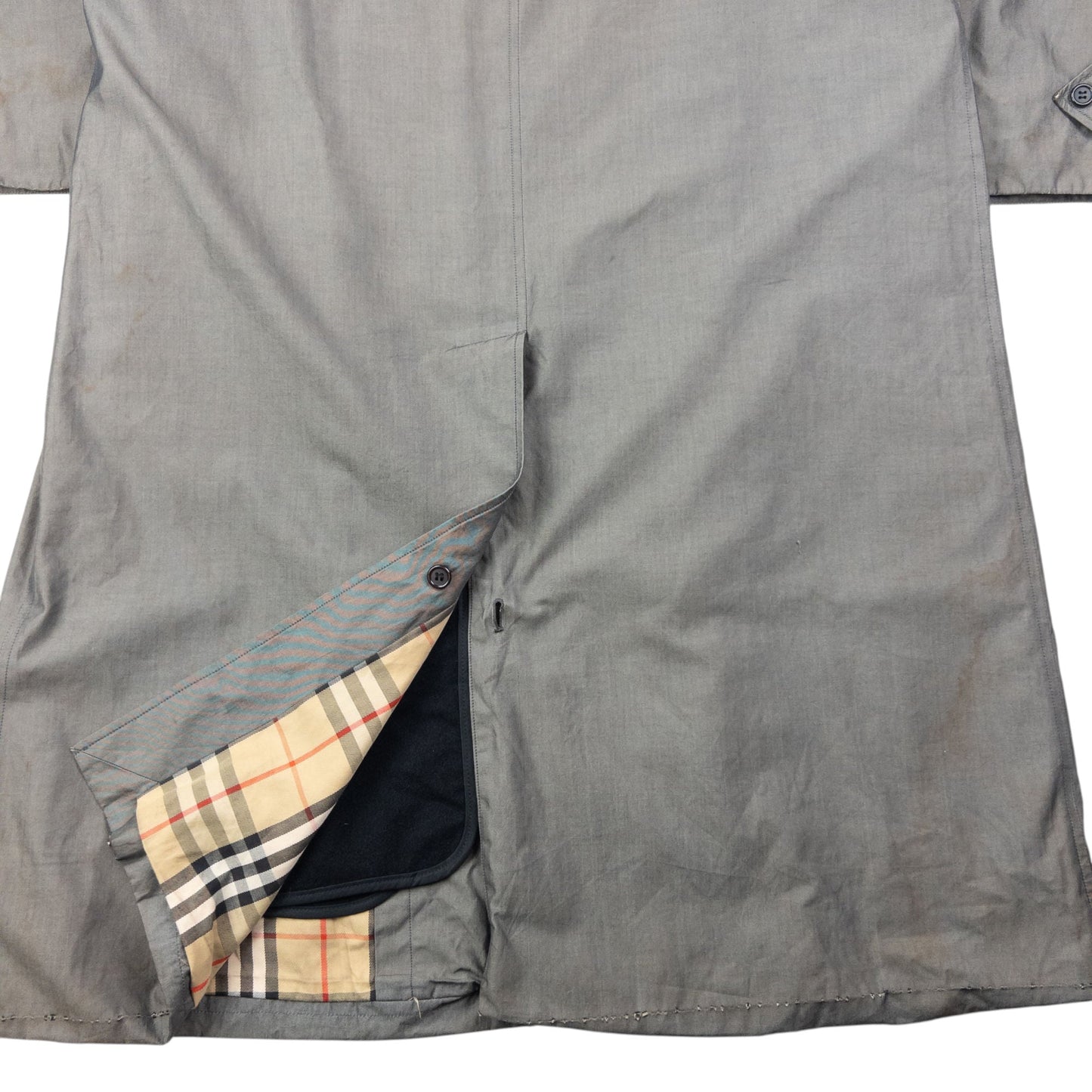 Vintage 90s Burberry Fleece Lined Button Up Trench Jacket Size XL