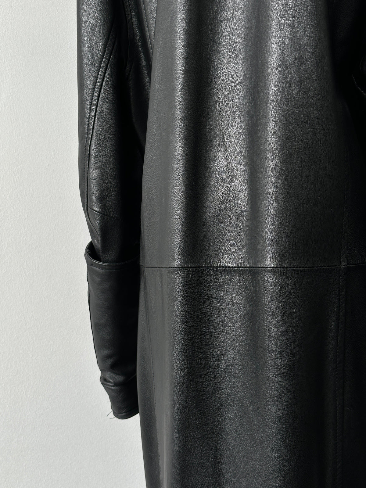Vintage 1990s Floor Length Leather Trench Coat - L