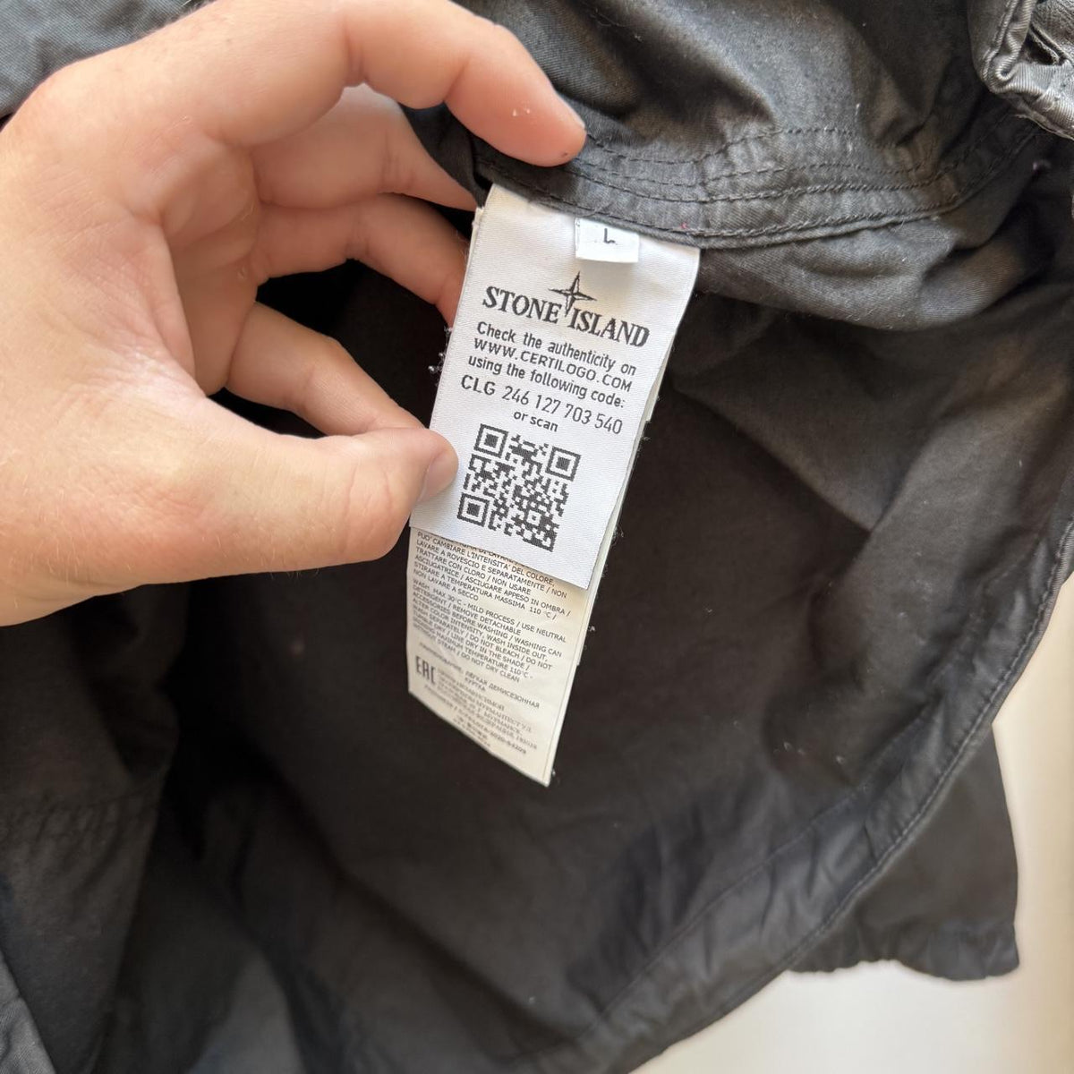 Stone Island Cotton Canvas Pullover Jacket (L) | Large, Dark Grey