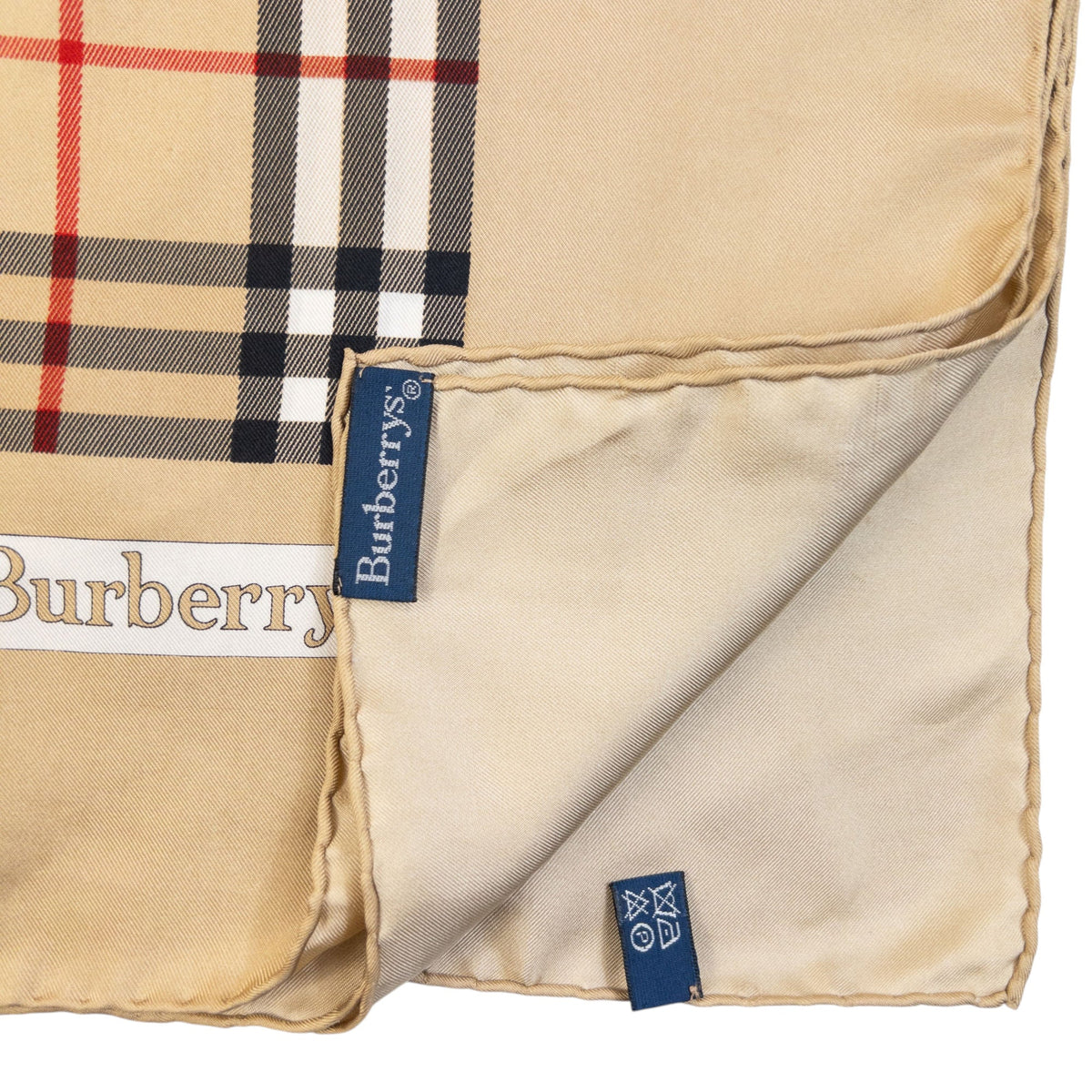 Vintage 90s Burberry Nova Check Silk Scarf | O/S, Beige