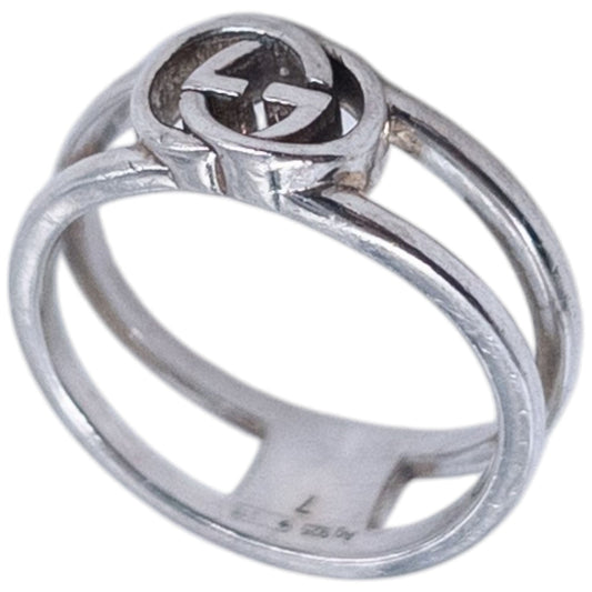 Vintage 2000s Gucci Silver Logo Ring