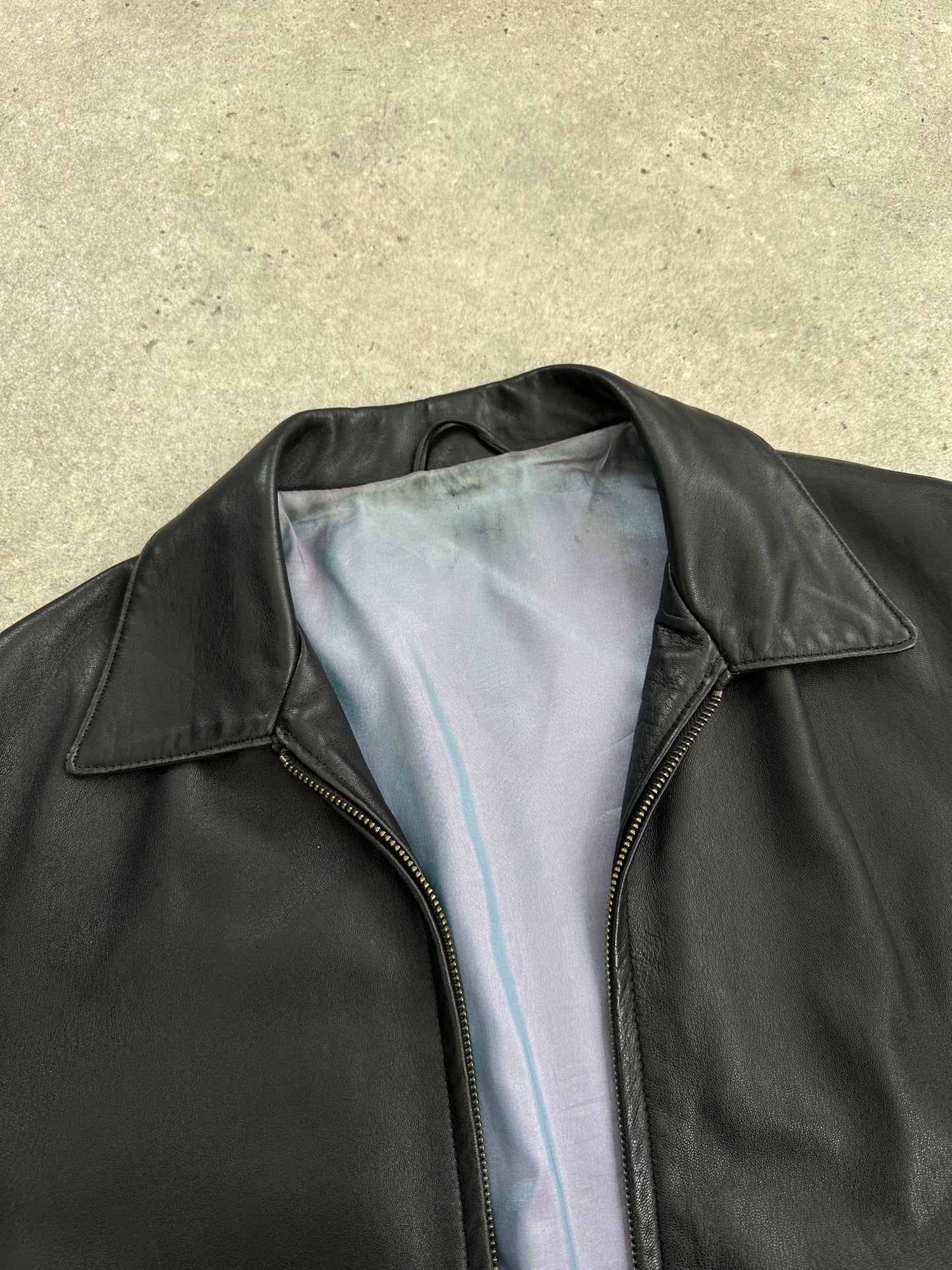 British Vintage 1990s Minimal Smooth Leather Jacket - M