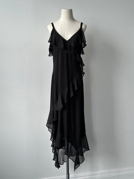 Tommy Hilfiger Asymmetric Ruffle Maxi Dress - L