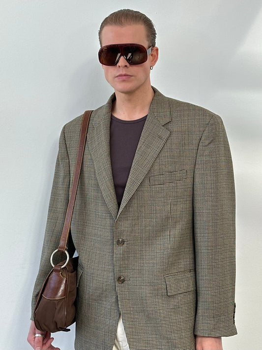 Ralph Lauren 1990s Pure Wool Houndstooth Blazer - 44R