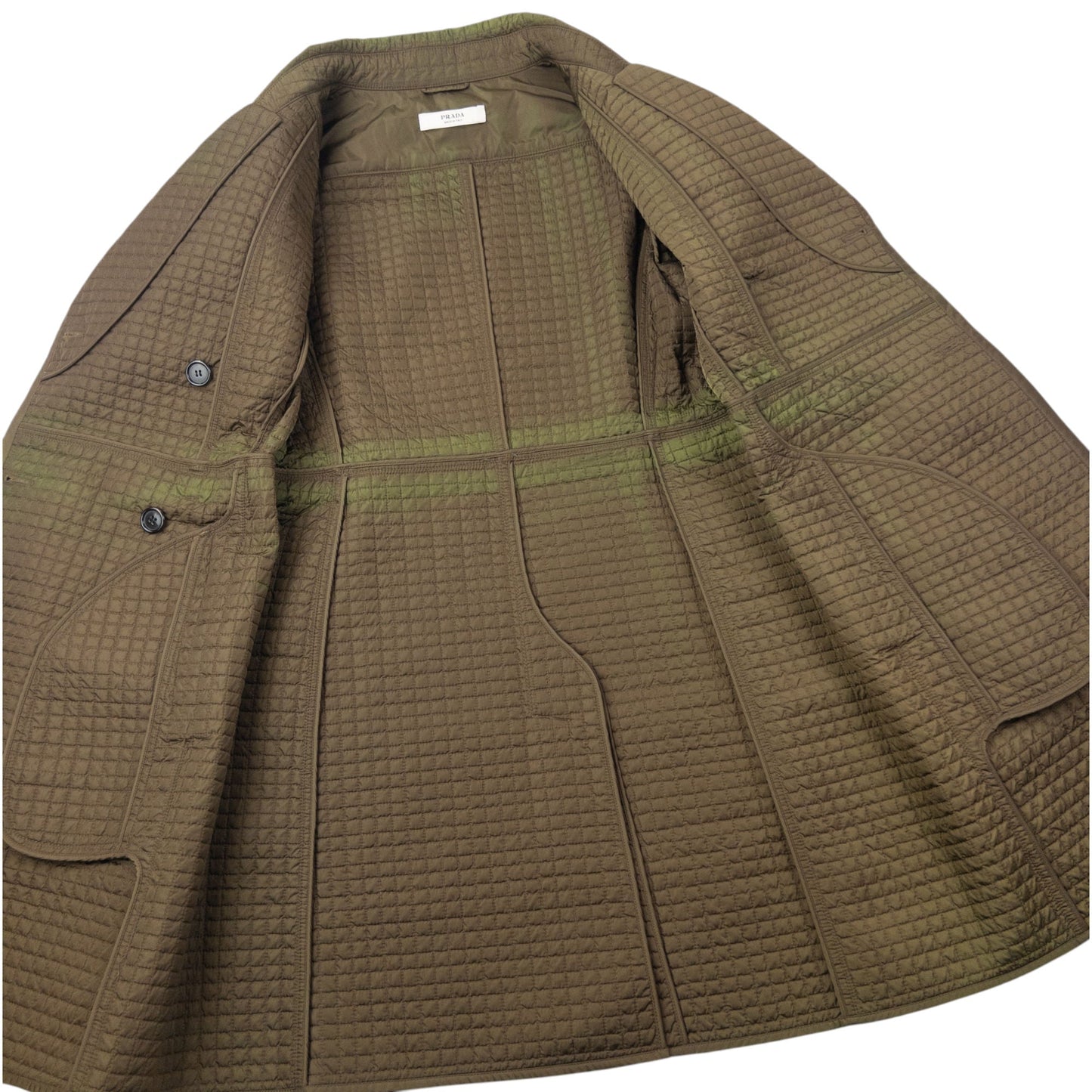 Vintage 2000s Prada Quilted Belt Waist Trench Jacket Womens Size M | Medium, Green