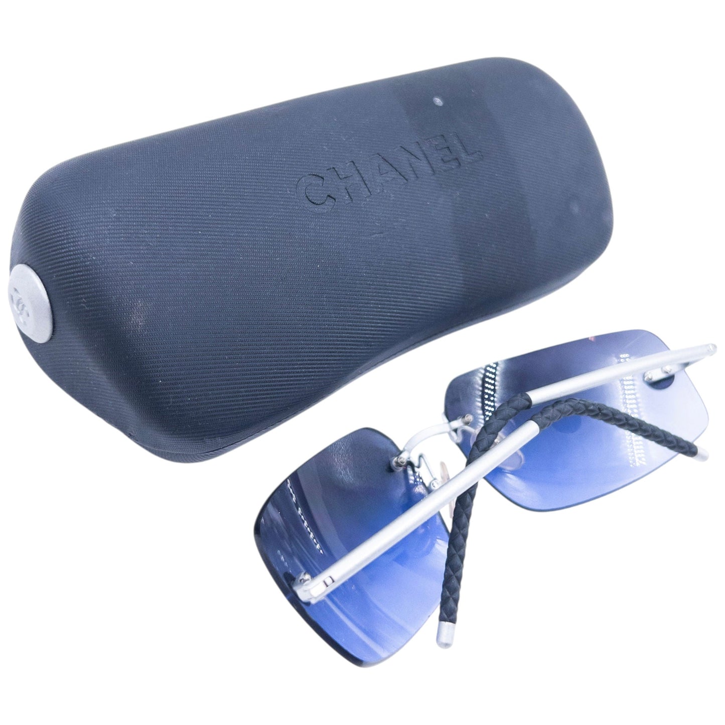 Vintage 2000s Chanel Rimless Sunglasses | O/S, Blue