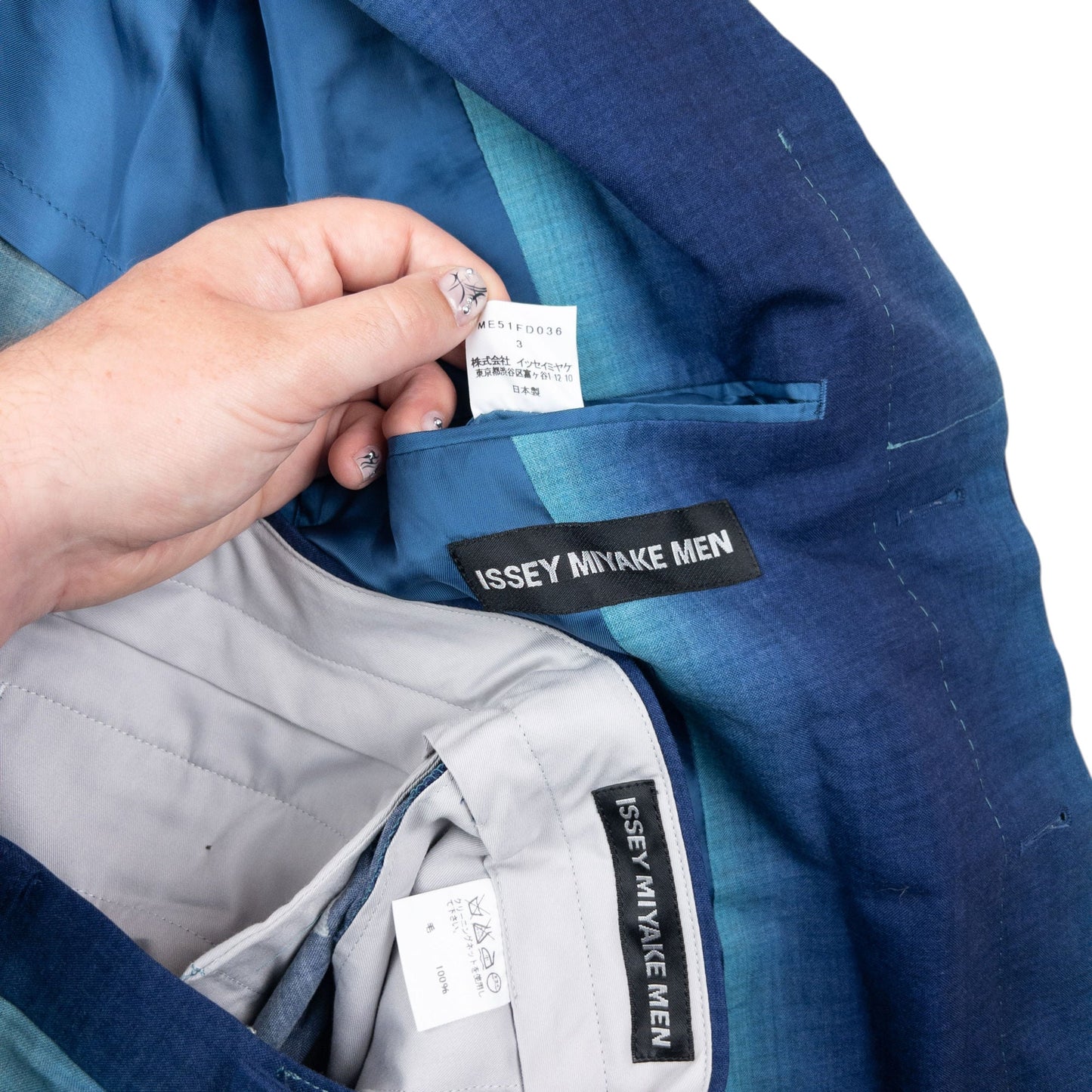 Vintage 2000s Issey Miyake MEN Gradient Jacket & Trousers Suit Set Size XL | O/S, Blue
