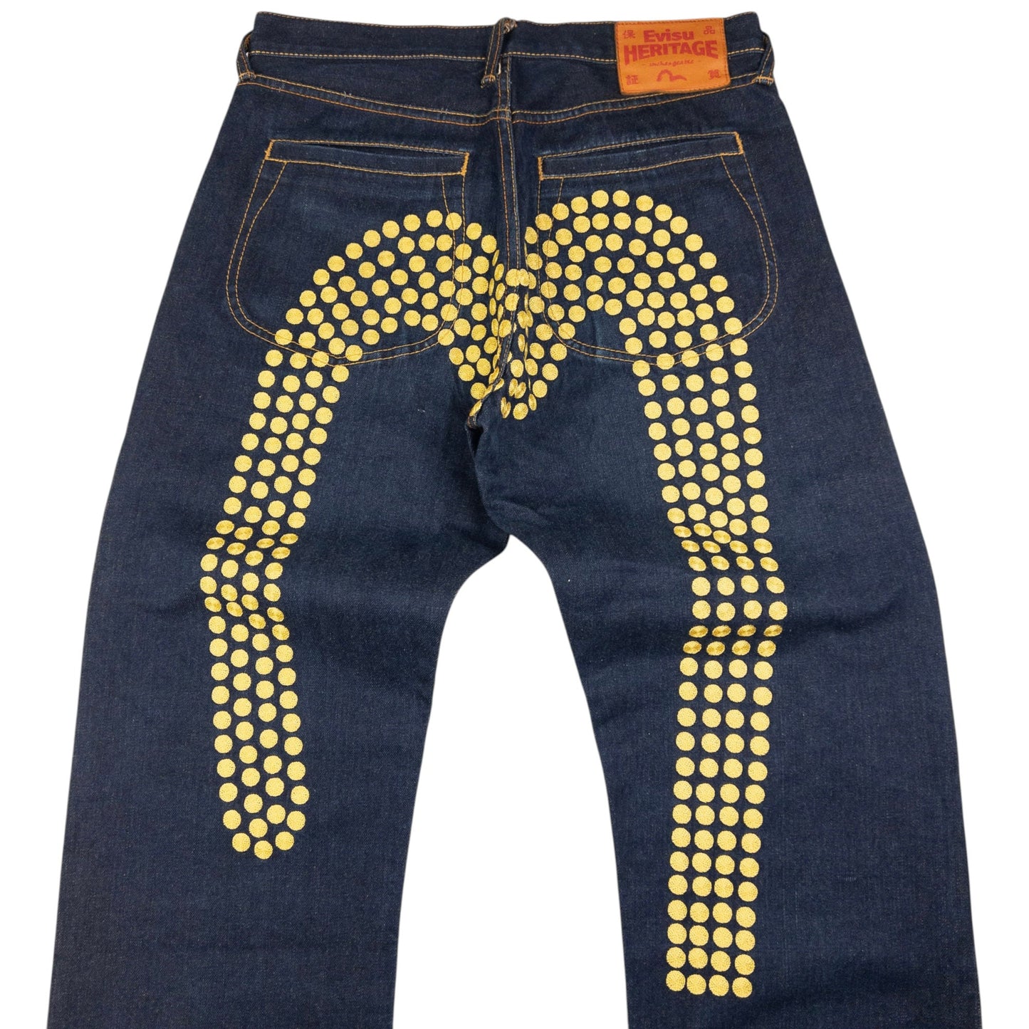 Vintage Evisu Embroidered Polka Dot Daicock Japanese Denim Jeans Size W33