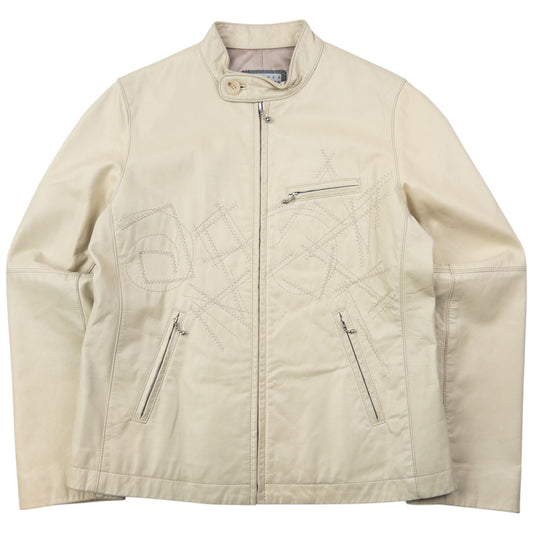 Vintage 90s Hai Sporting Gear By Issey Miyake Embroidered Leather Jacket Womens Size M