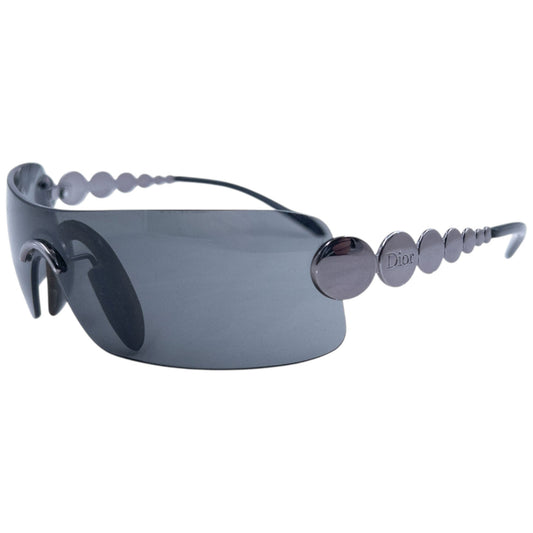 Vintage 2000s Dior Ruthenium Circle Frame Sunglasses | O/S, Grey