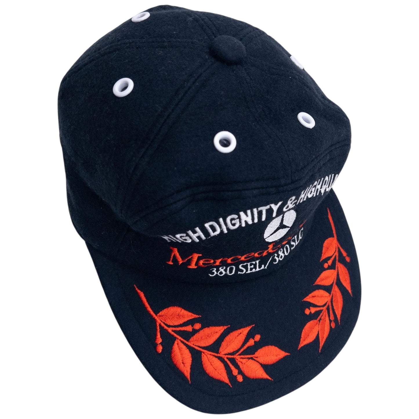 Vintage 80s Mercedes Benz Embroidered Wool Hat Size L | O/S, Black