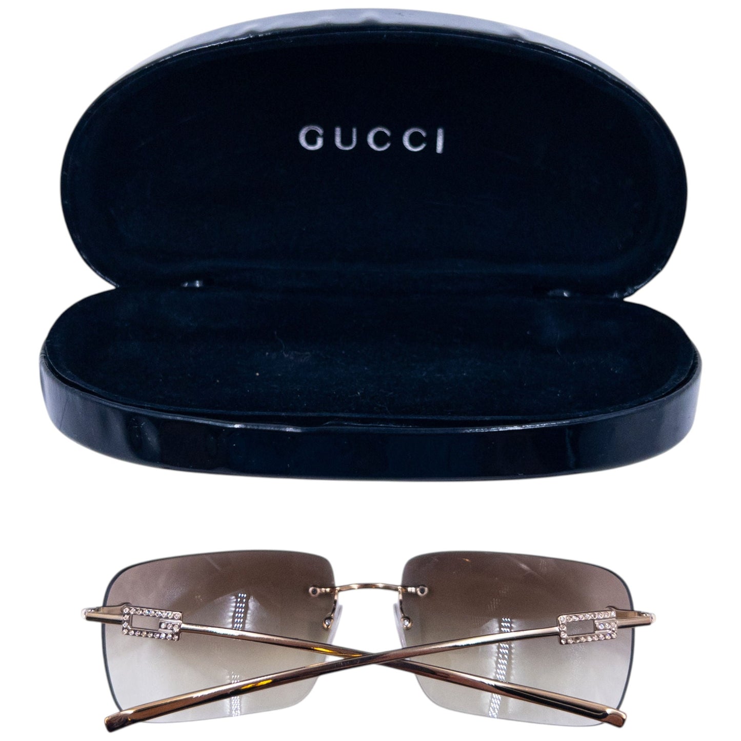 Vintage 2000s Gucci Diamanté Rimless Sunglasses | O/S, Brown