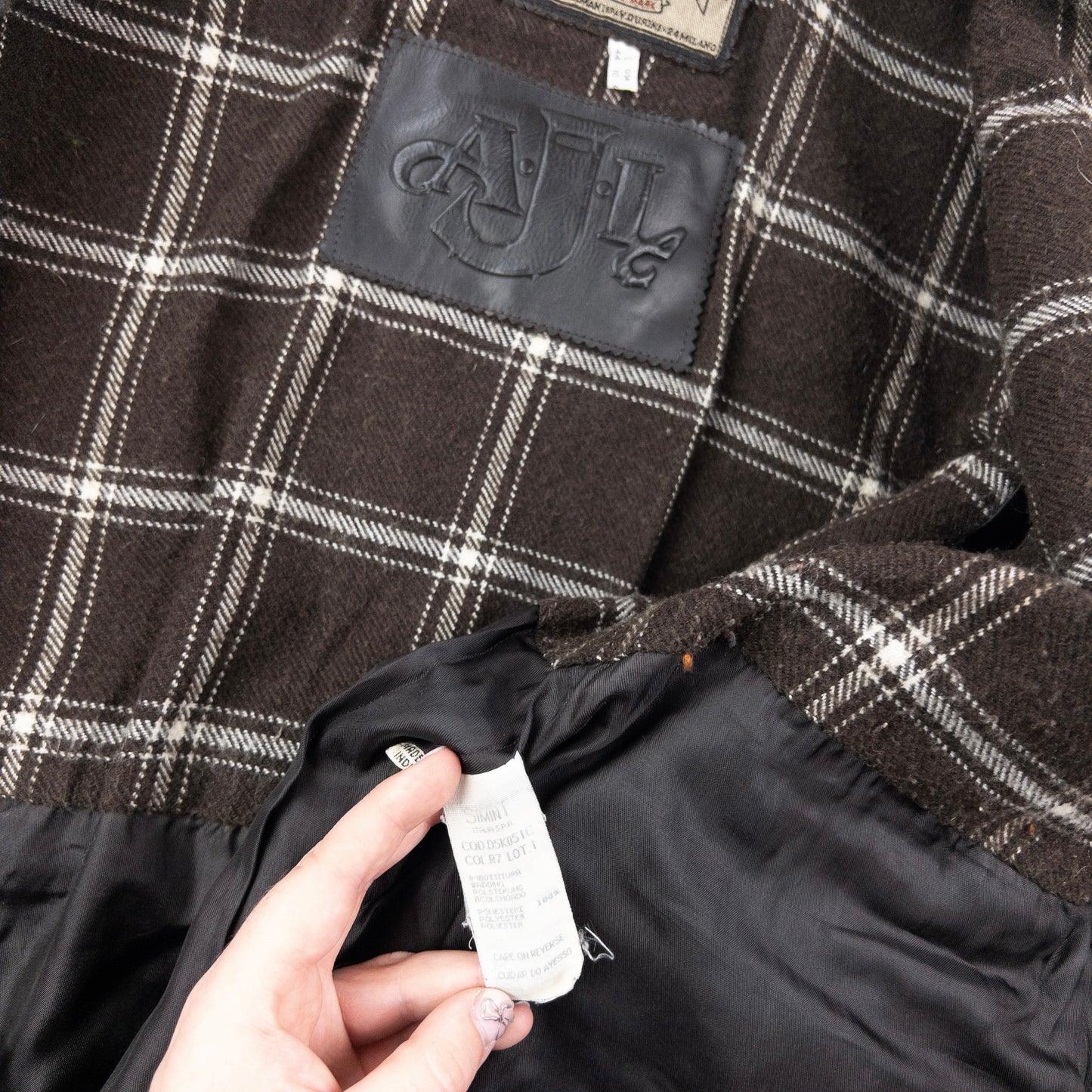 Vintage 80s Armani Jeans Belted Leather Trench Jacket Size M | Medium, Black