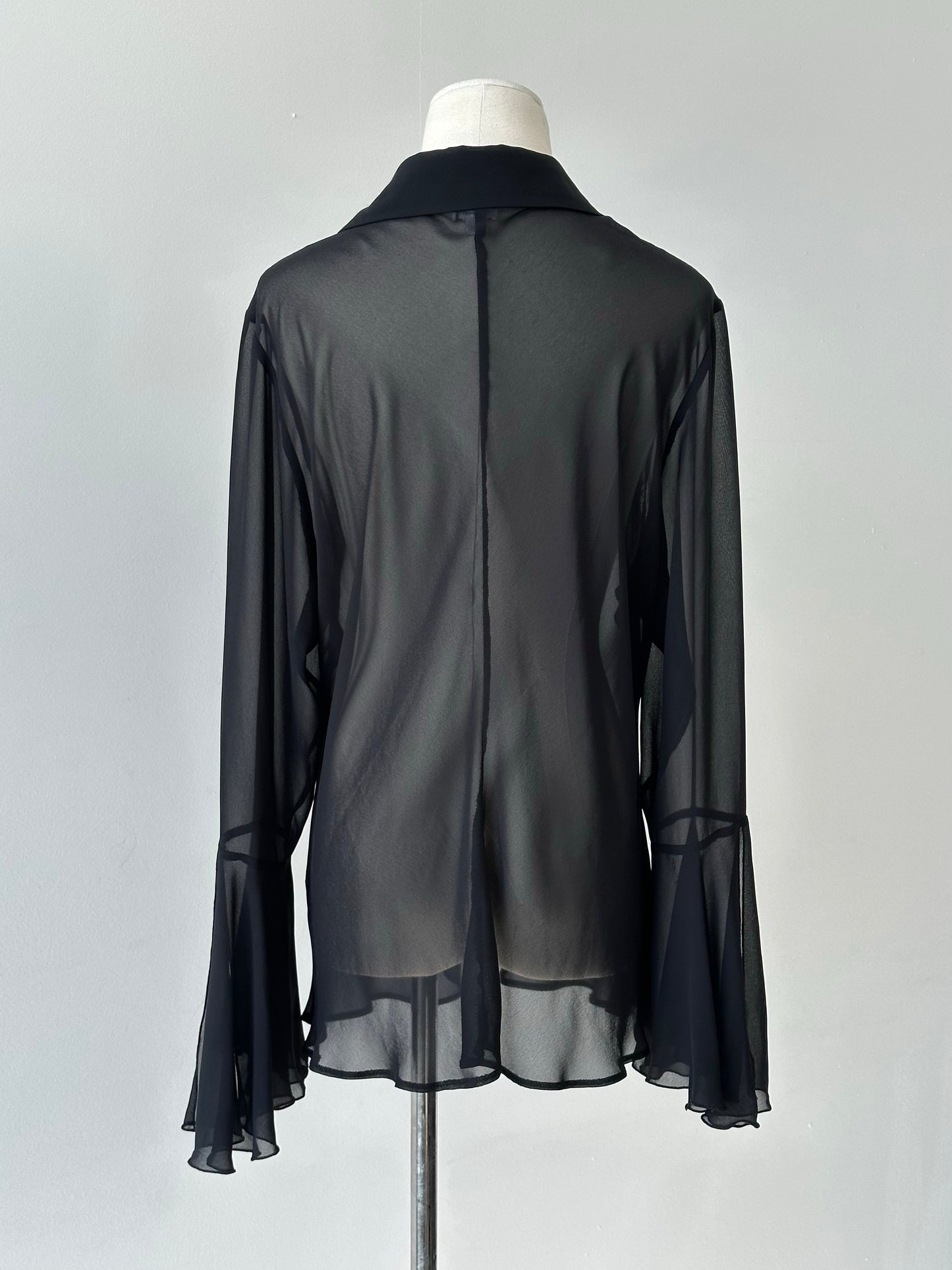 Vintage 1990s Sheer Ruffle Shirt - L