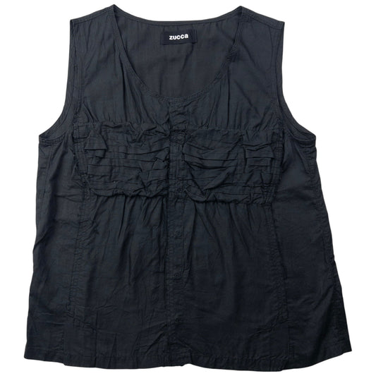 Vintage 2000s Cabane De Zucca By Issey Miyake Ruffle Top Womens Size M | Medium, Black