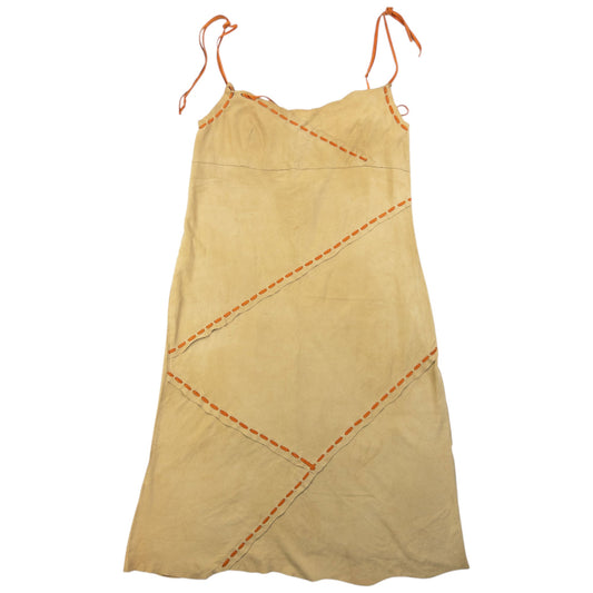 Vintage 2000s Dolce & Gabbana Suede Slip Dress Womens Size M | Medium, Beige
