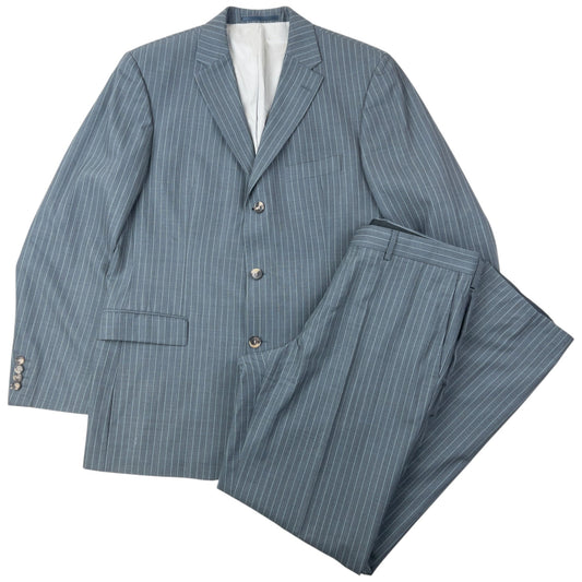 Vintage 2000s Hugo Boss Rossellini Movie Pinstripe Jacket & Trousers Suit Set Size XL | W35, Grey