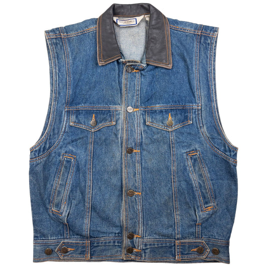 Vintage YSL Yves Saint Laurent Sleeveless Denim Jacket Size S