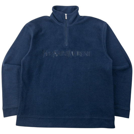 Vintage 2000s YSL Yves Saint Laurent Q Zip Fleece Sweatshirt Size M | Medium, Navy