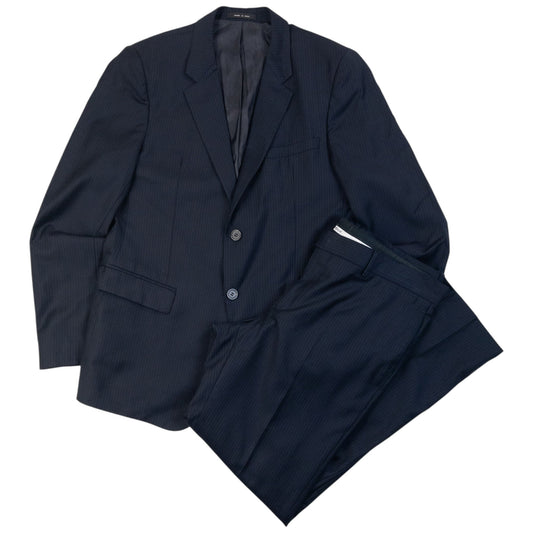Vintage 2000s Emporio Armani Striped Jacket & Trousers Suit Set Size M | Medium, Navy