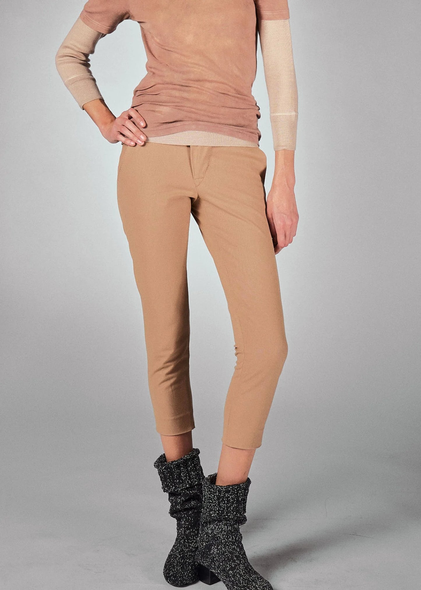 Helmut Lang Beige Cropped Tapered Trousers