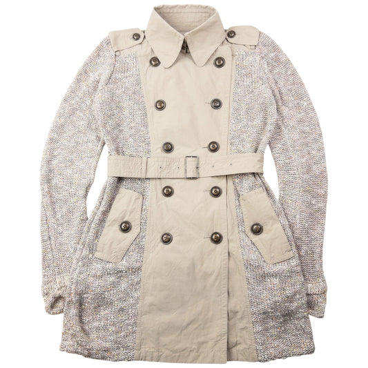 Vintage 2000s Burberry Black Label Knitted Trench Jacket Womens Size L | Large, Black