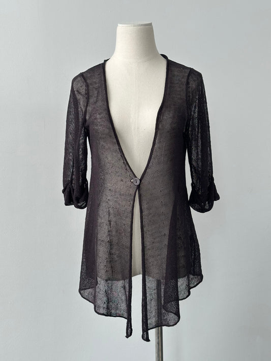 Vintage 2000s Linen Single Button Cardigan - M