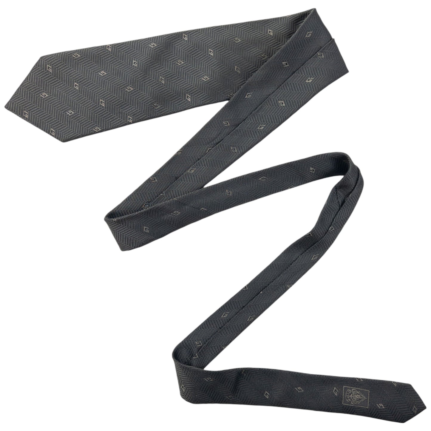 Vintage Gucci Monogram Zigzag Silk Tie