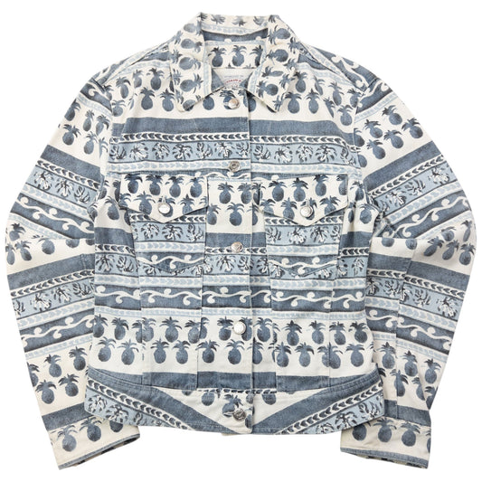 Vintage 90s Armani Jeans Tropical Denim Jacket Womens Size S | Small, Blue