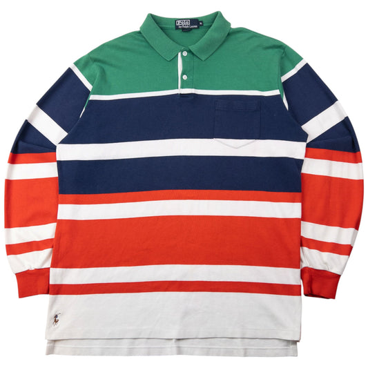 Vintage 90s Polo Ralph Lauren Striped Long Sleeve Polo Shirt Size XL | XL, Red