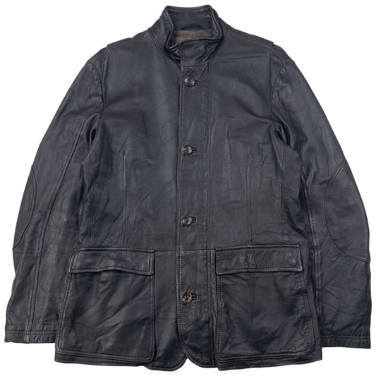 Vintage 2000s Armani Jeans Zip Up Leather Jacket Size M