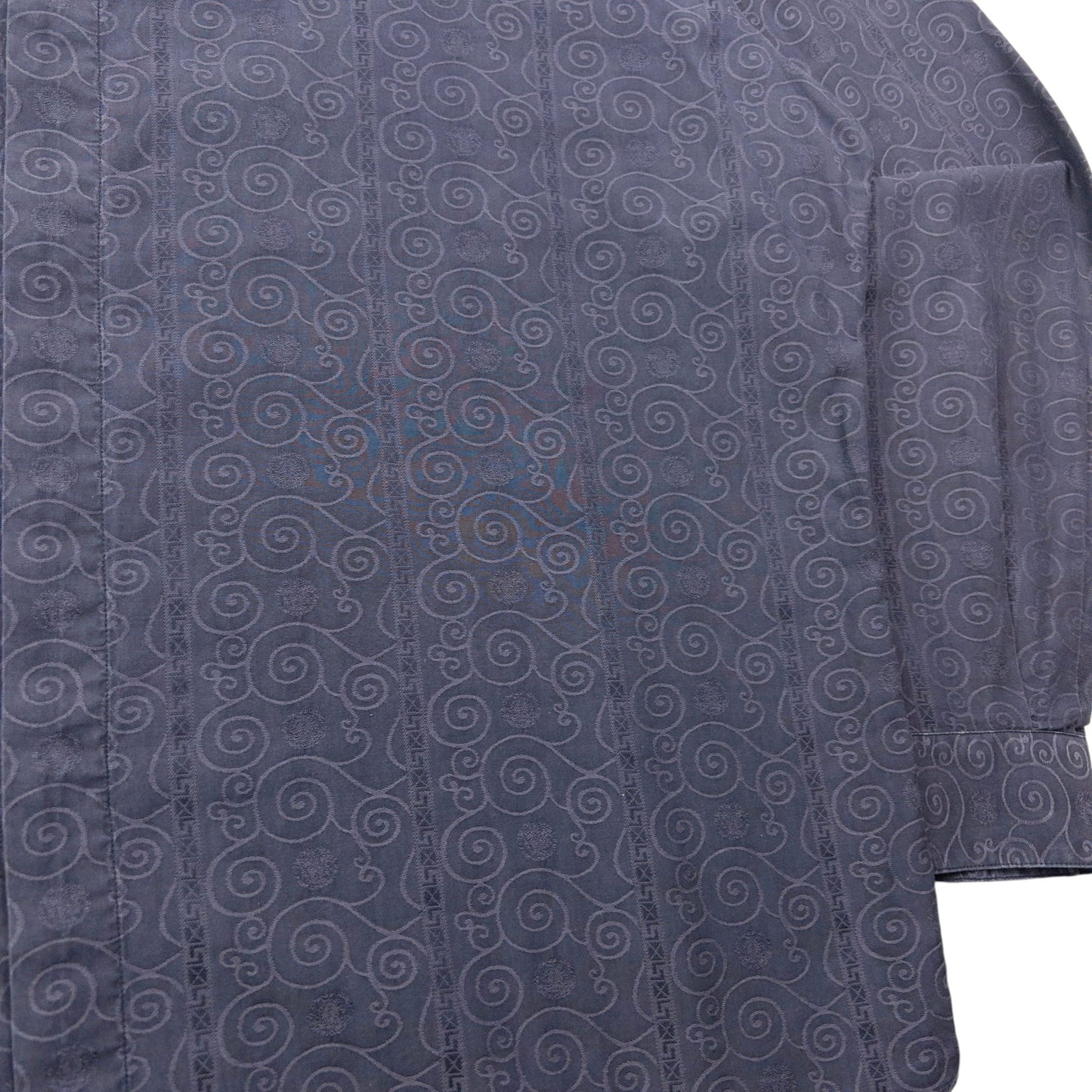 Vintage 90s Gianni Versace Swirl Pattern Long Sleeve Button Up Shirt Size XL | XL, Grey