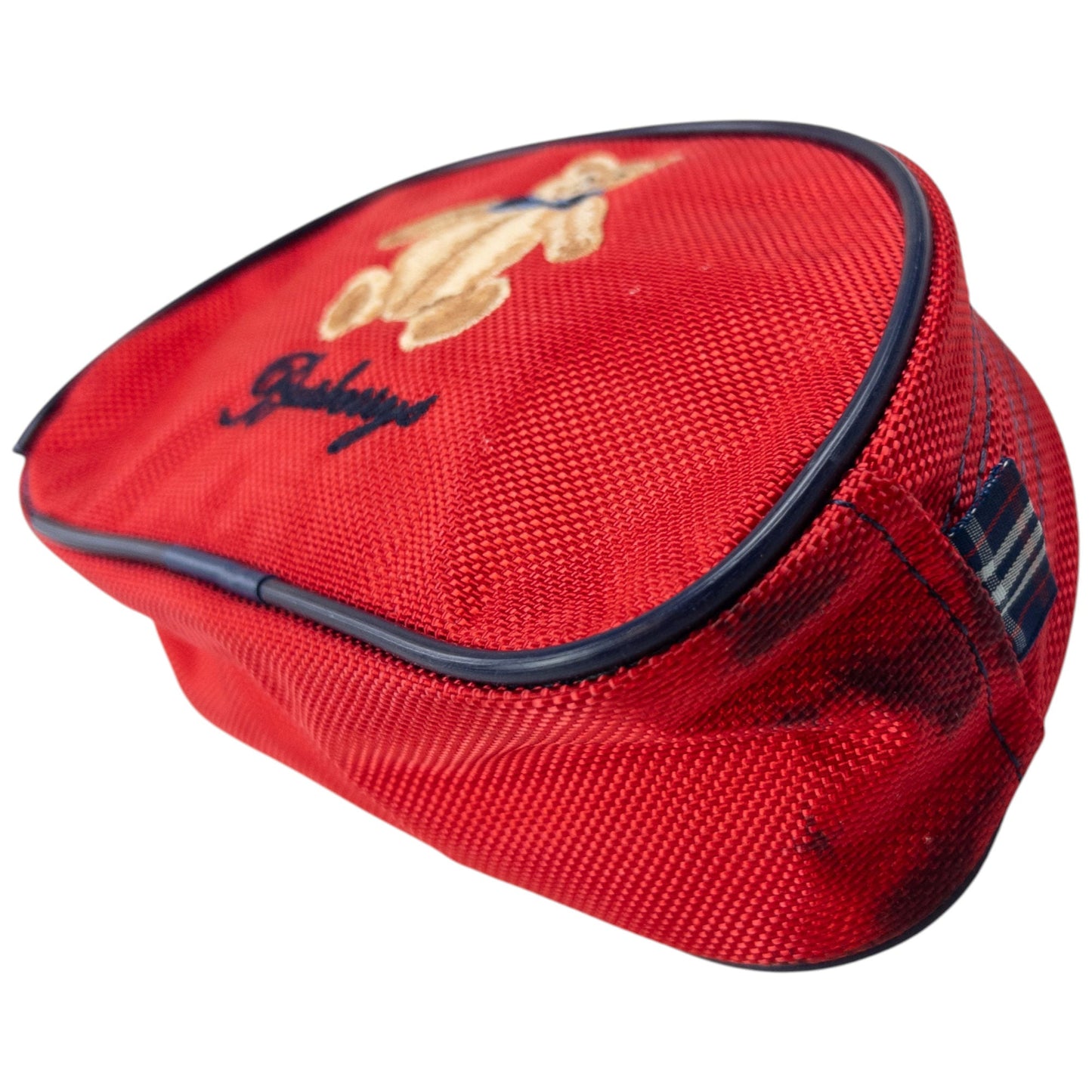 Vintage 90s Burberry Embroidered Teddy Bear Zip Pouch | O/S, Red