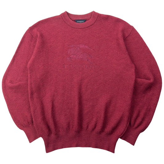 Vintage 2000s Burberry Golf Embroidered Knit Jumper Size M | Medium, Red