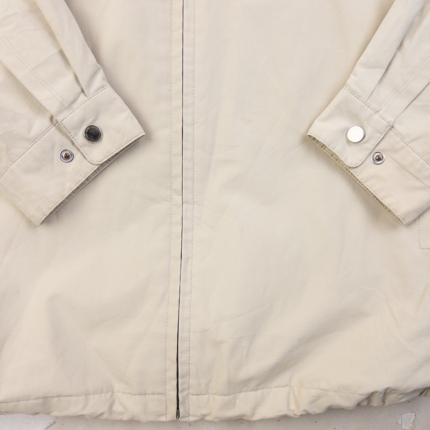 Vintage 90s YSL Yves Saint Laurent Harrington Jacket Size M | Medium, Cream