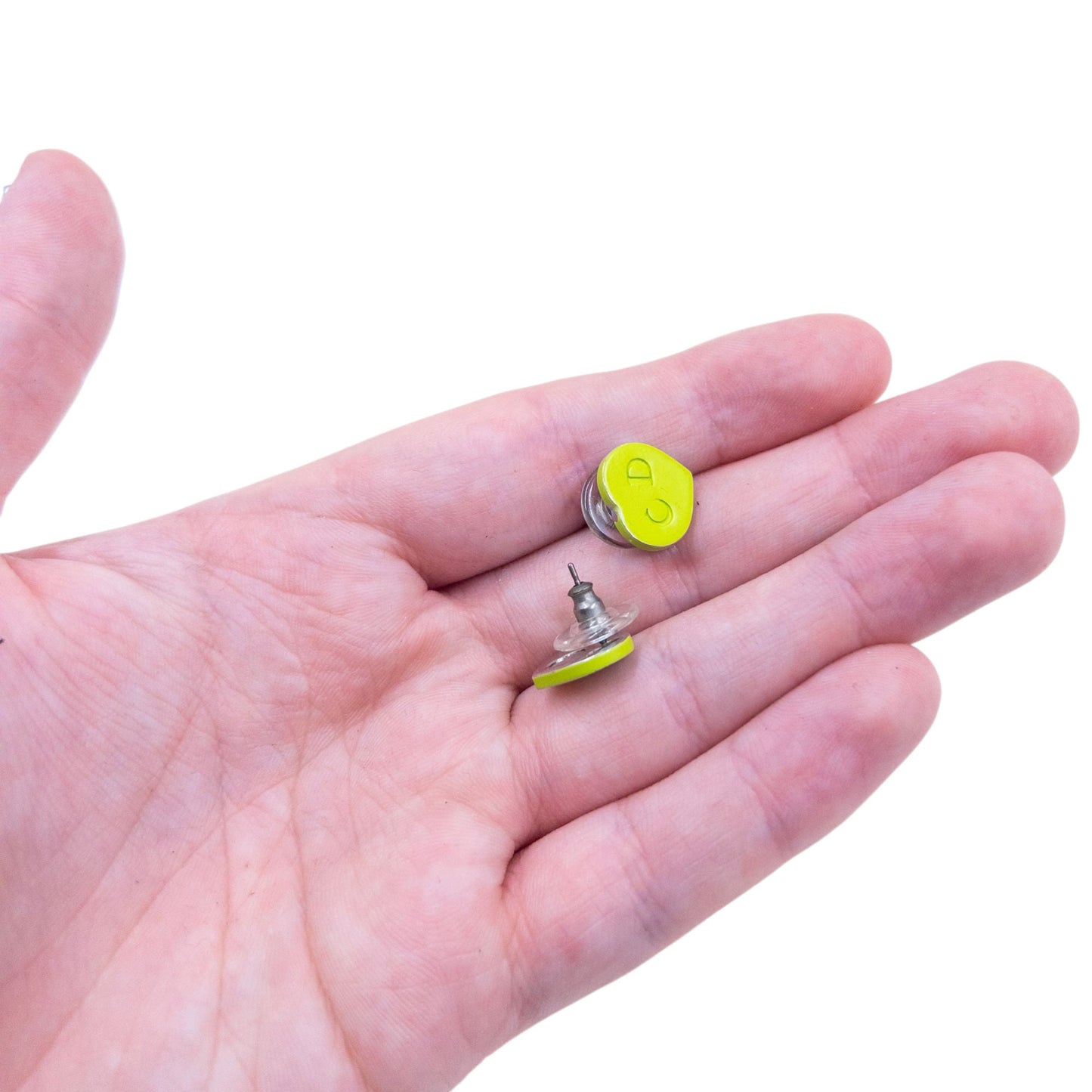 Vintage 2000s Dior By John Galliano Heart Stud Earrings | O/S, Green