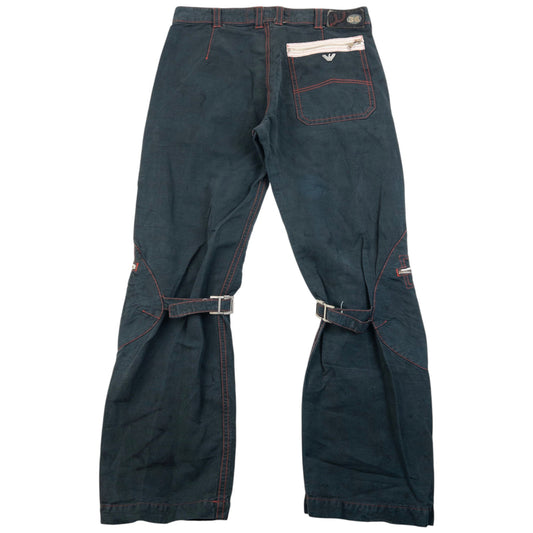 Vintage 2000s Armani Jeans Buckle Bondage Detail Trousers Size W35 | W35, Black