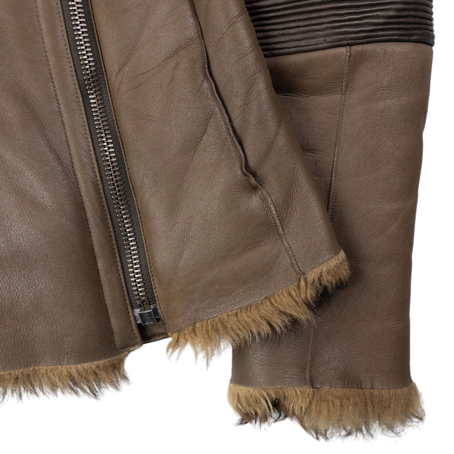 Vintage 2000s Prada Sport Sheep Fur Lined Leather Jacket Womens Size M | Medium, Brown