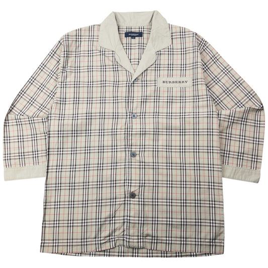Vintage 2000s Burberry Nova Check Long Sleeve Button Up Pyjama Shirt Size M | Medium, Beige