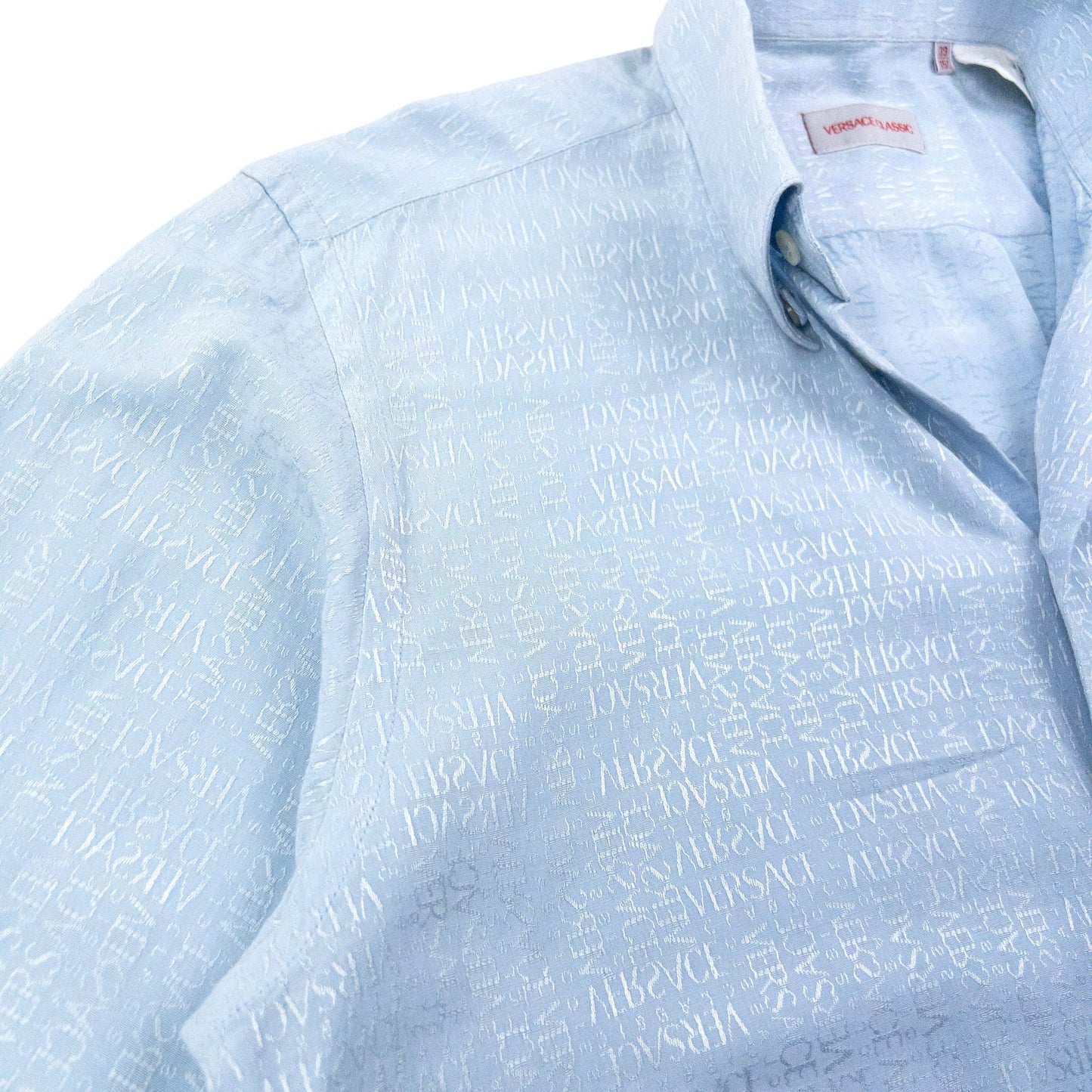 Vintage 2000s Versace Classic Monogram Long Sleeve Button Up Shirt Size M | Medium, Blue