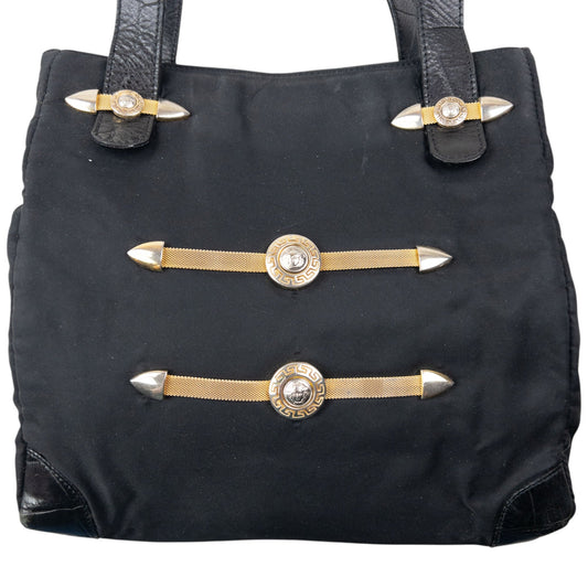 Vintage 90s Gianni Versace Embellished Medusa Crossbody Bag | O/S, Black