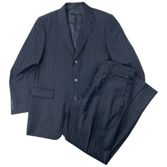 Vintage 90s YSL Yves Saint Laurent Striped Jacket & Trousers Suit Set Size XL | W34, Navy