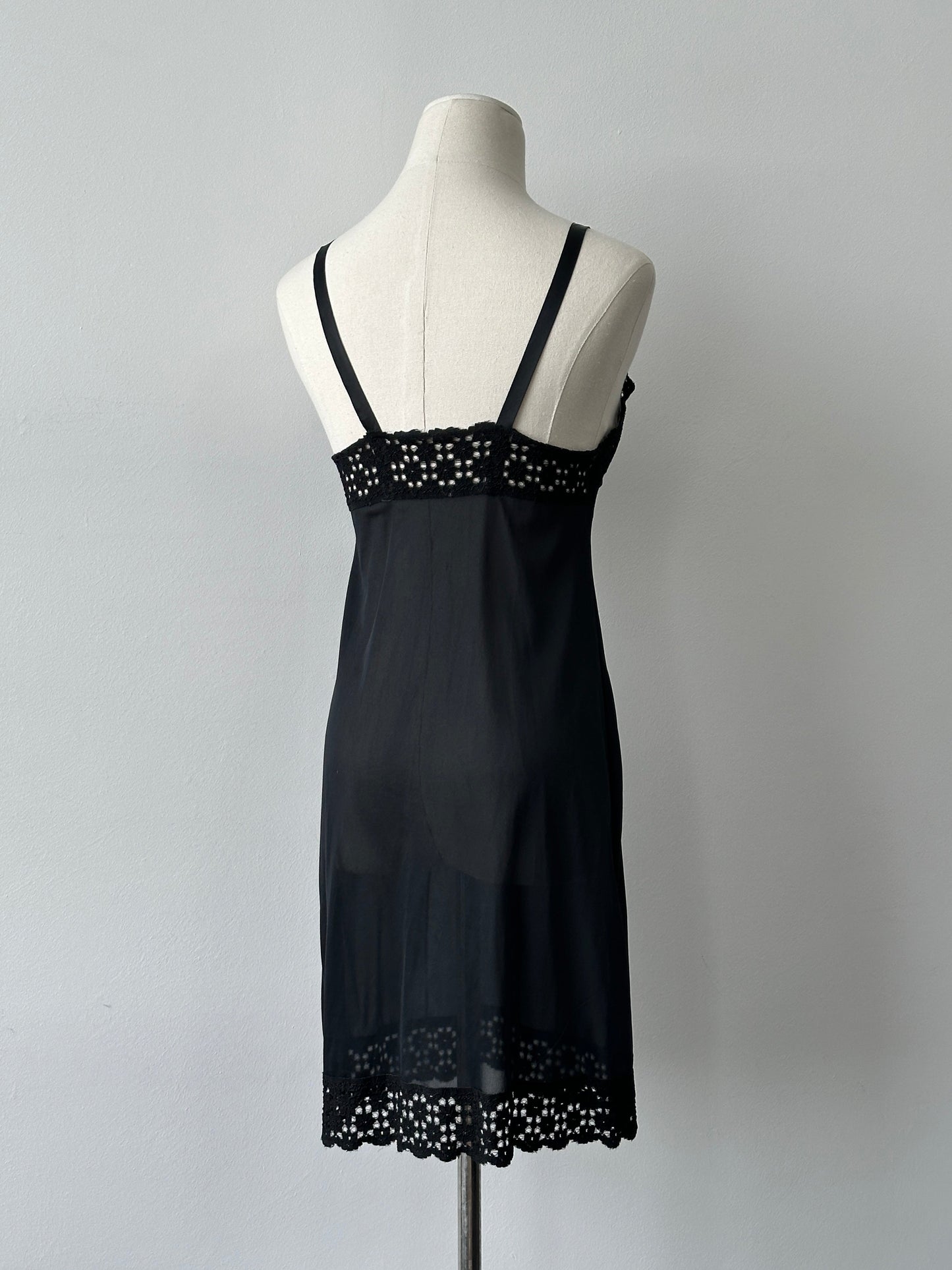 Vintage 1990s Satin Lace Mini Sheer Slip Dress - XS