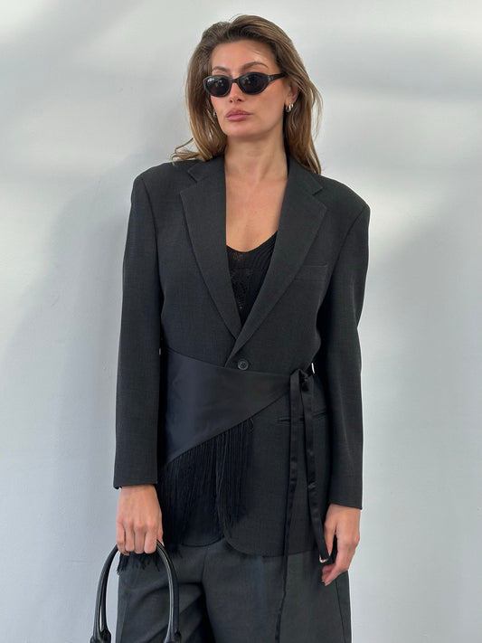 Burberry London 2000s Wool Single Breasted Woven Blazer - M