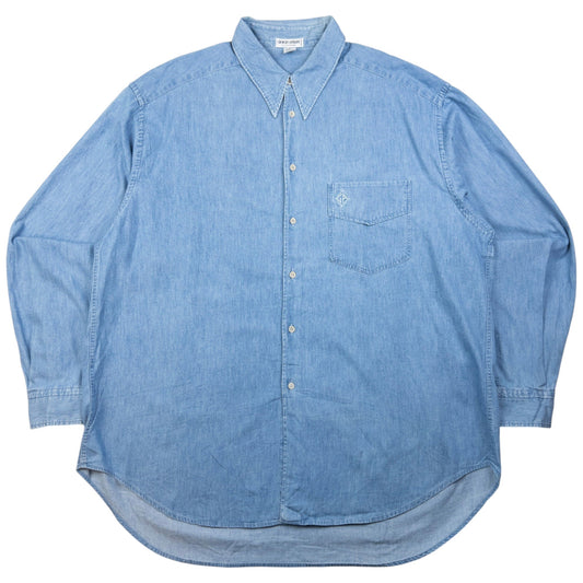 Vintage Giorgio Armani Long Sleeve Button Up Denim Shirt Size XL