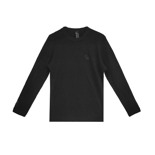 Chrome Hearts CH Letter Waffle Thermal Long Sleeve Tee | Medium, Black