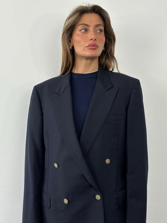 Burberry 1990s Bespoke Button Wool Mohair Double Breasted Blazer - 42S/XL